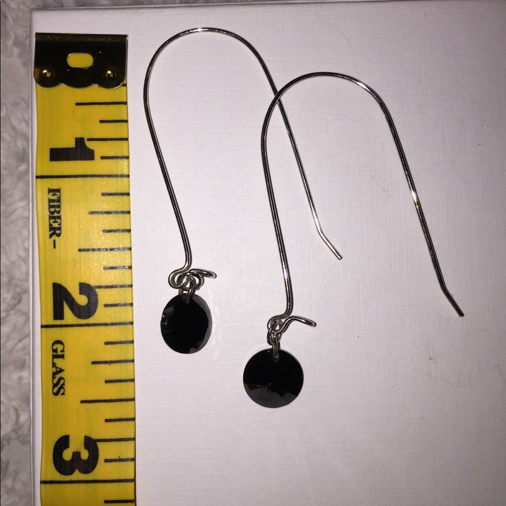 Black Diamond Hoop Earrings - Picture 5 of 8